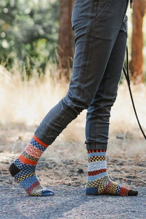 Minimalist black crew socks for everyday-Ponderosa Wool Crew