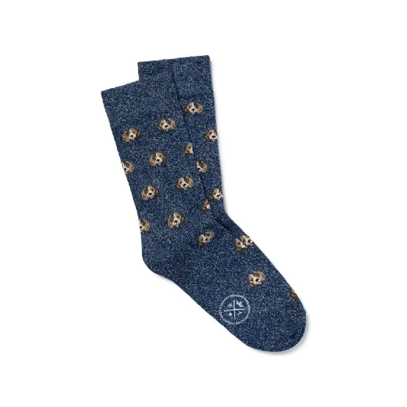 Lightweight cotton crew socks for sneakers-Poppy (Indigo)