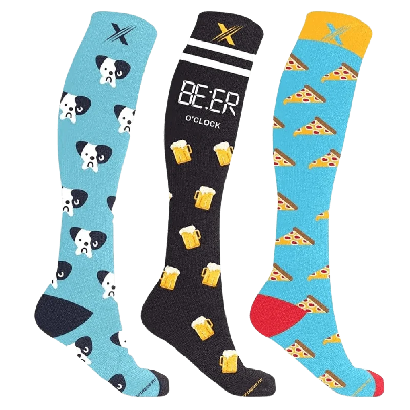 Colorful ankle socks for fashion-Lazy Weekend (3-pairs) Compression Socks