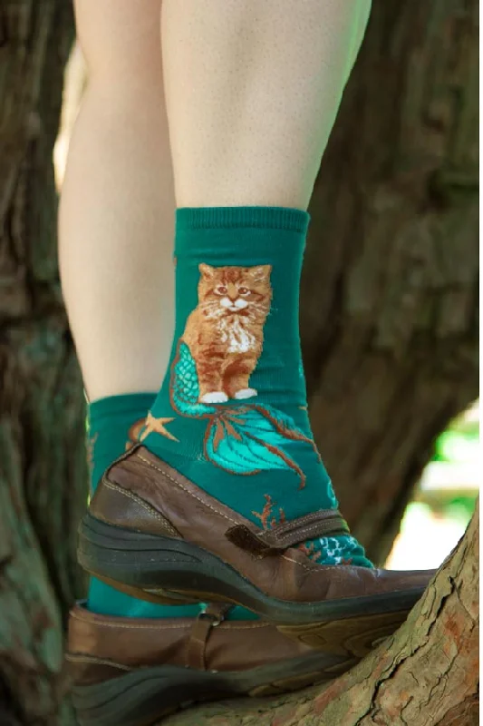 Breathable wool ankle socks for hiking-Purrmaids Crew