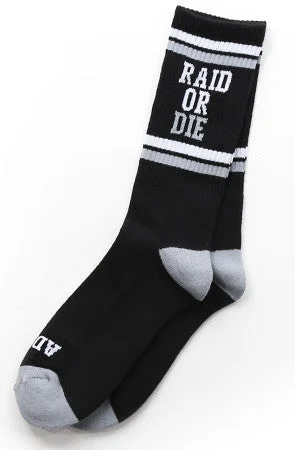 Bright socks for statement style-Raid Or Die (Black Socks)