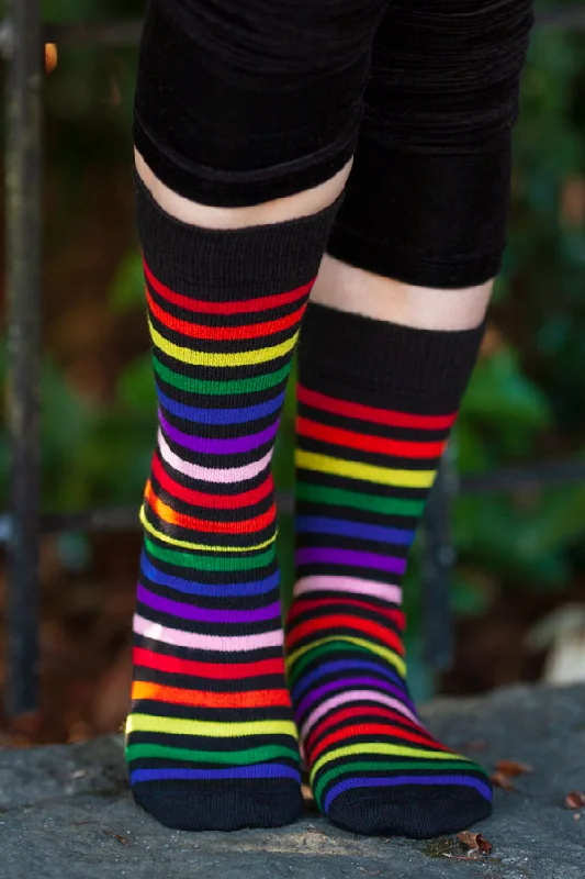 Organic cotton crew socks for breathability-Rainbow Brights Crew Socks