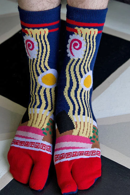 Custom embroidered ankle socks for gift-Ramen Tabi Socks