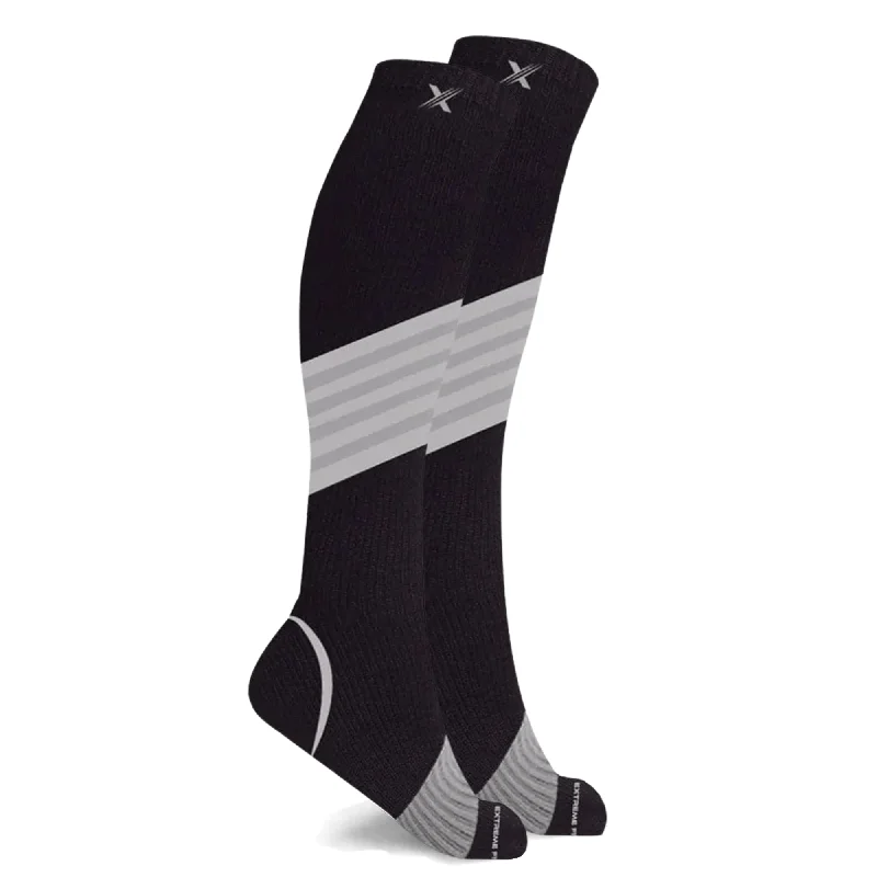 Thick cotton crew socks for cold feet-Run+ Ultra V-striped Reflective - Atheltic Grade Compression Socks