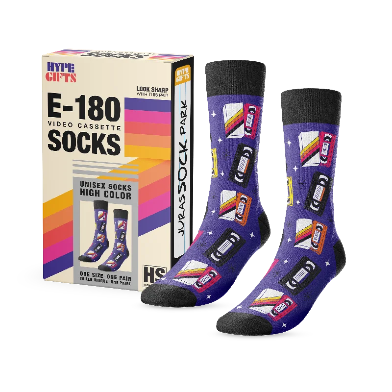 Modern black socks for formal attire-Retro VHS Socks