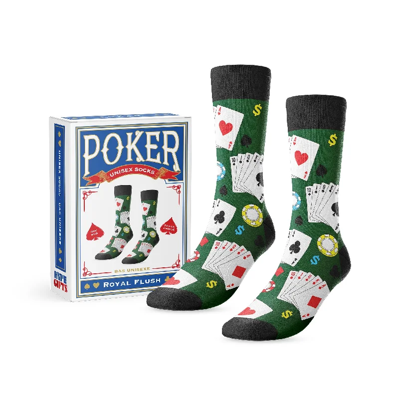 Contemporary crew socks for men-Royal Flush Poker Socks