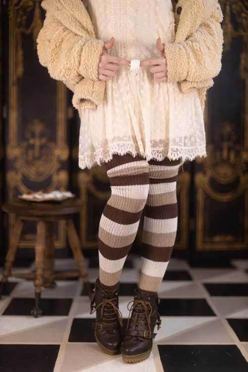 Long athletic socks for basketball-S'mores Stripes Thigh High