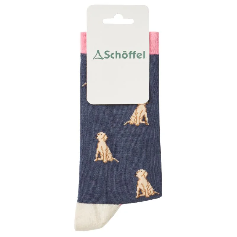 Large knee-high crew socks for style-Schoffel Ladies Cotton Sock - Navy Labrador