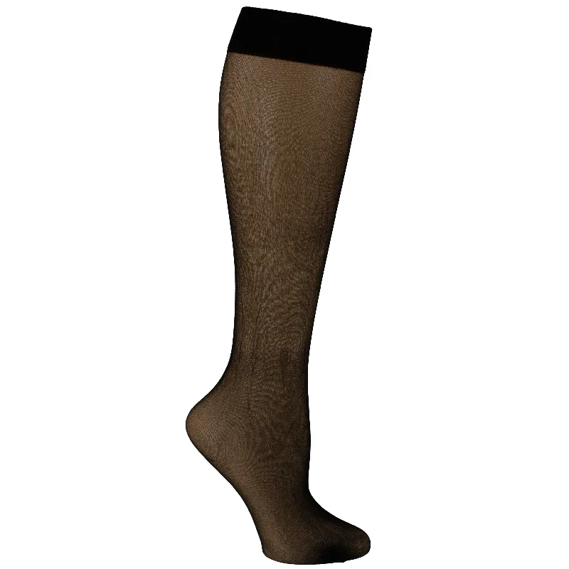 Luxury silk ankle socks for softness-Sheer Black Nylon Knee-Highs 3 Pair WA-3863