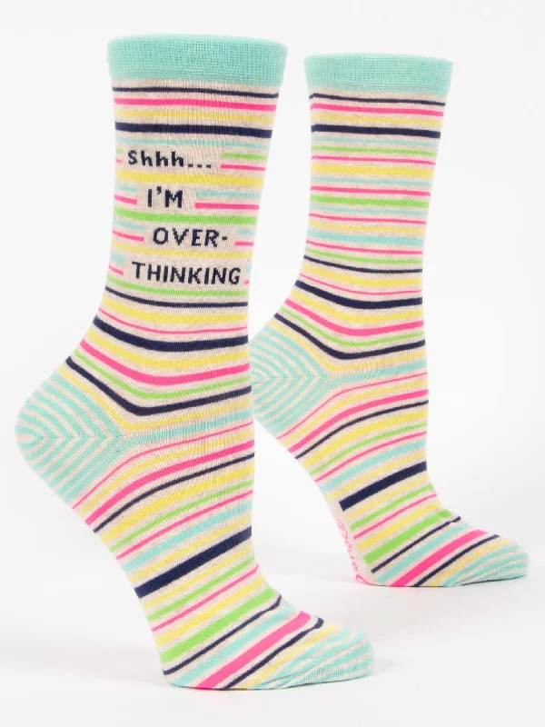 Large compression socks for travel-Shhh I'm Overthinking W-Crew Socks