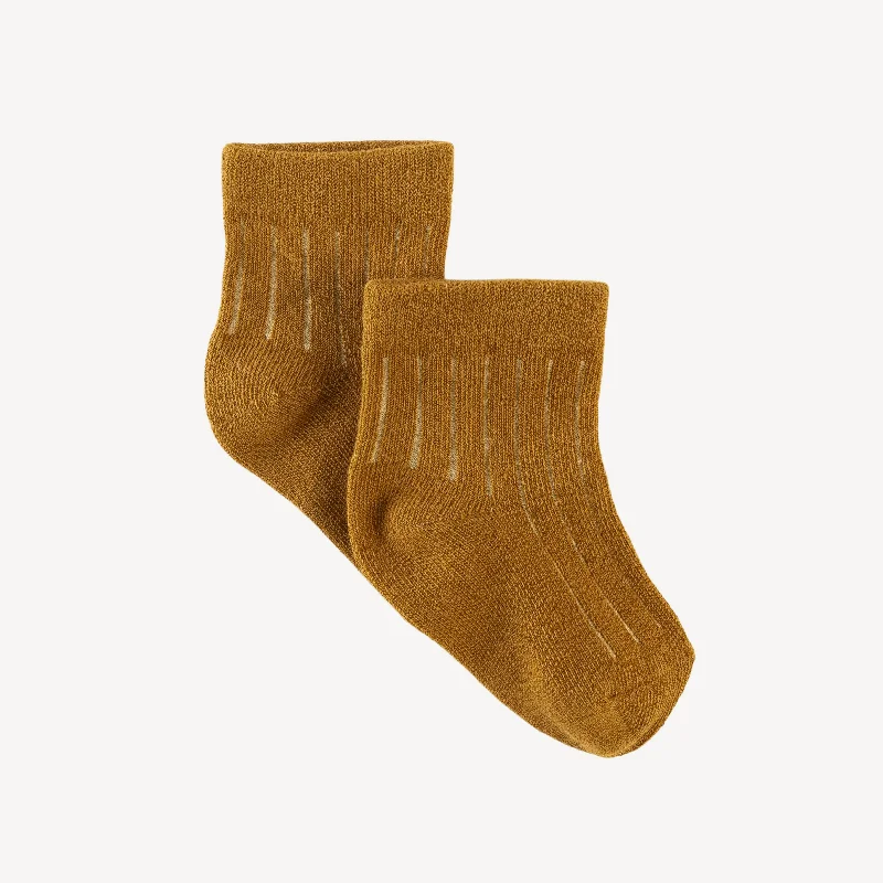 Small striped socks for children-shortie socks | mustard pinstripe | organic cotton rib