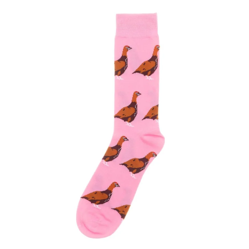 Organic bamboo ankle socks for breathability-Shuttle Socks - Pink Standing Grouse Socks