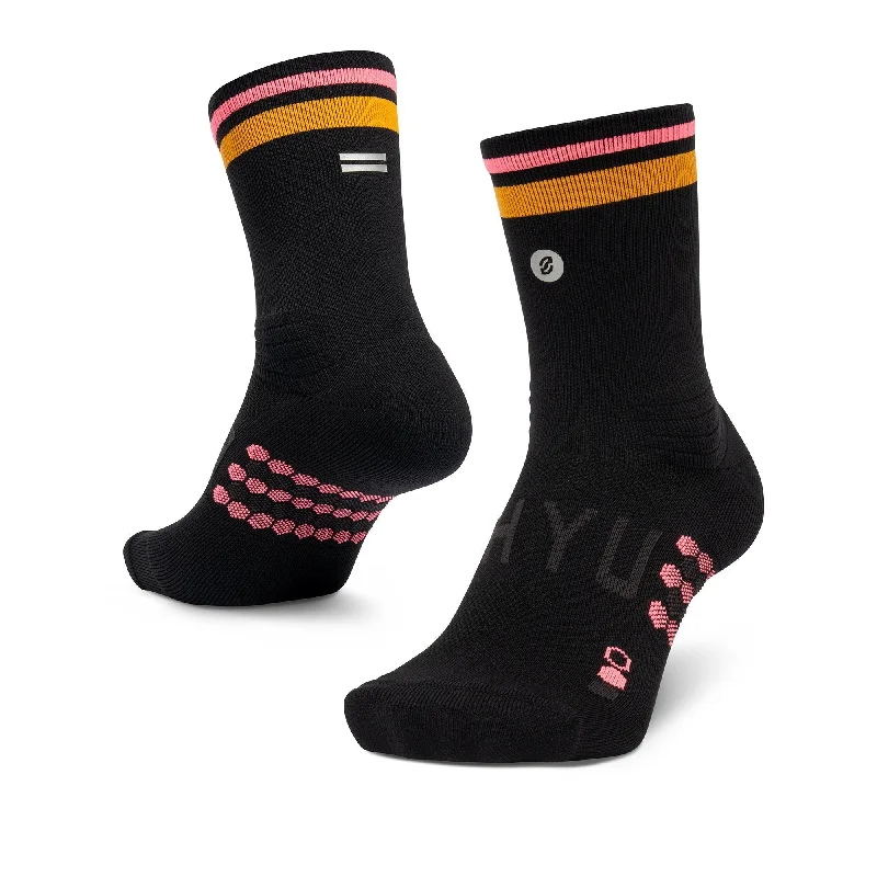 Small wool crew socks for babies-Shyu Racing Sock - Black | Orange | Salmon