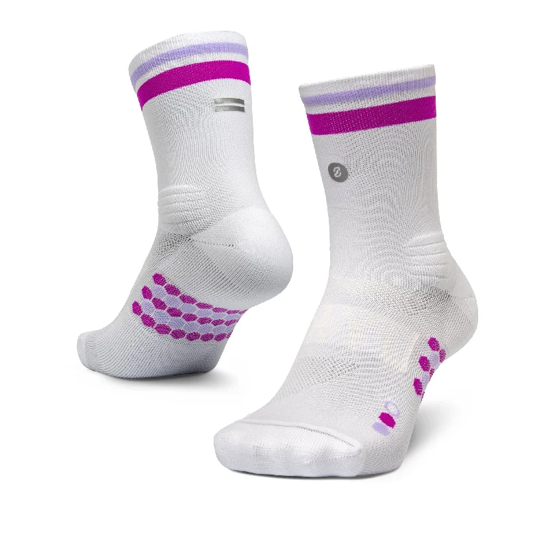 Small striped crew socks for toddlers-Shyu Racing Sock - White | Grape | Lilac