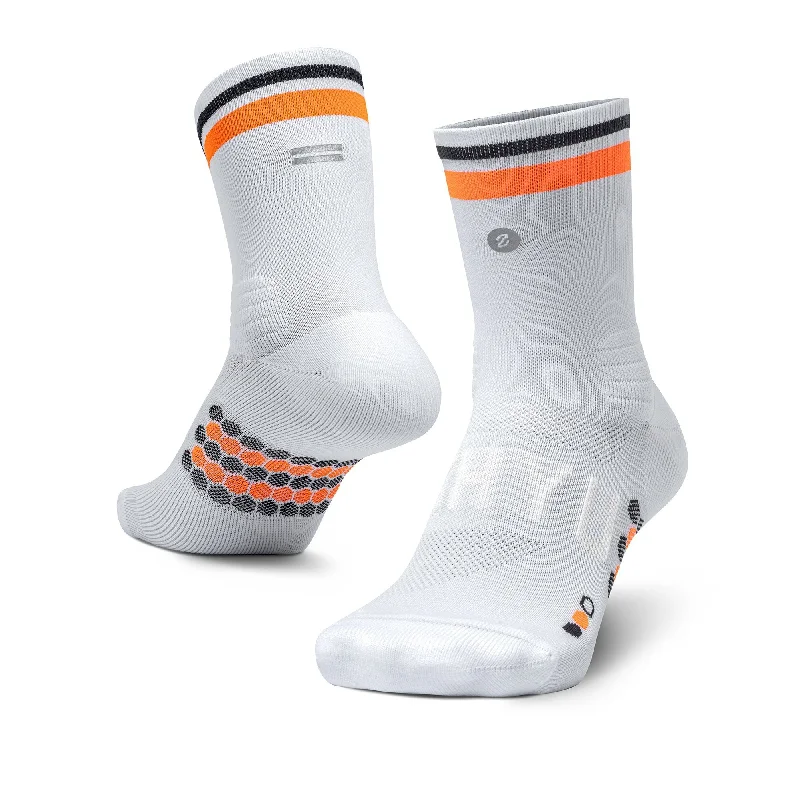 Vintage argyle socks for preppy-Shyu Racing Sock - White | Orange | Black