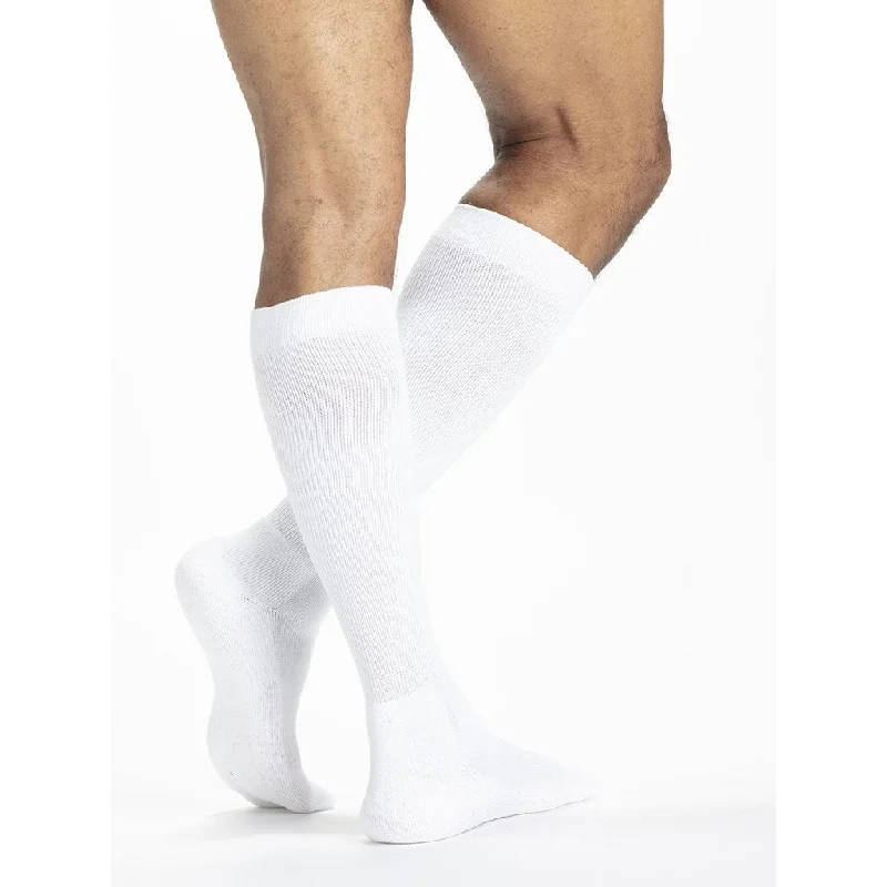 Long athletic crew socks for support-Sigvaris 602 Diabetic Men's 18-25 mmHg Knee High Compression Socks