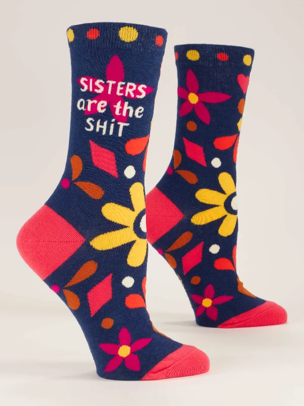 Non-skid socks for home use-Sisters Are The Shit W-Crew Socks