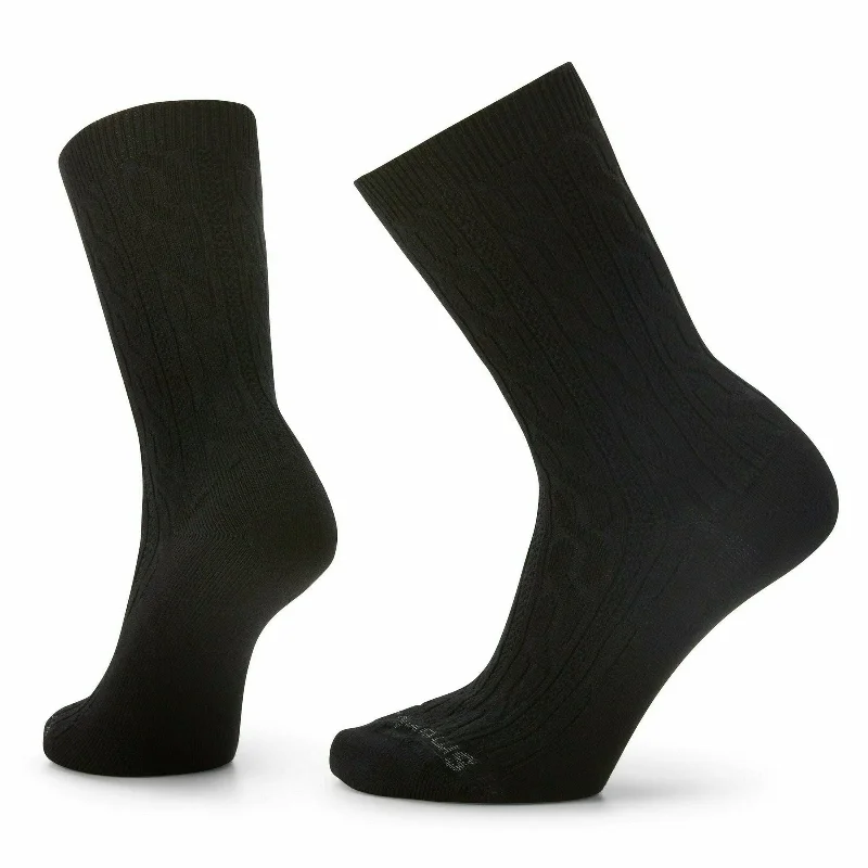 Long athletic crew socks for support-Smartwool Womens Everyday Cable Crew Socks