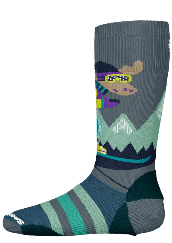 Lightweight cotton socks for breathability-Smartwool Junior Wintersport Full Cushion Mountain Moose Pattern OTC Socks