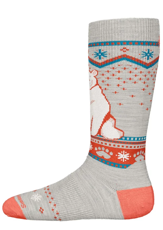 Small striped ankle socks for children-Smartwool Junior Wintersport Full Cushion Polar Bear Pattern OTC Socks