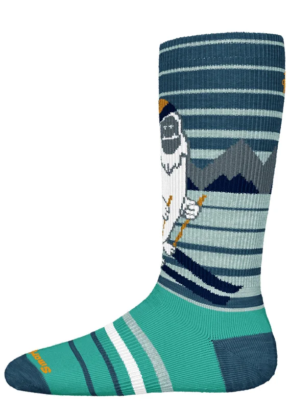 Rustic plaid crew socks for outdoors-Smartwool Junior Wintersport Full Cushion Yeti Pattern OTC Socks