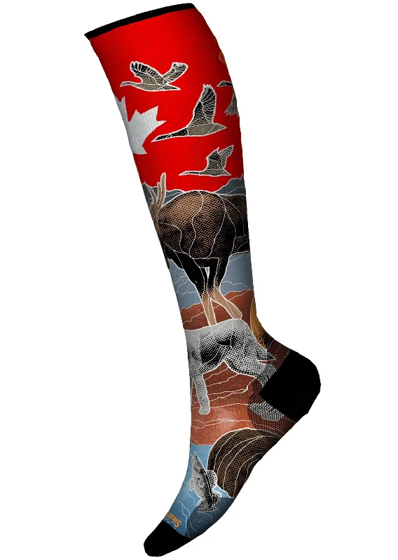 Luxury cashmere socks for comfort-Smartwool Men's Ski Targeted Cushion Canada Print OTC Socks