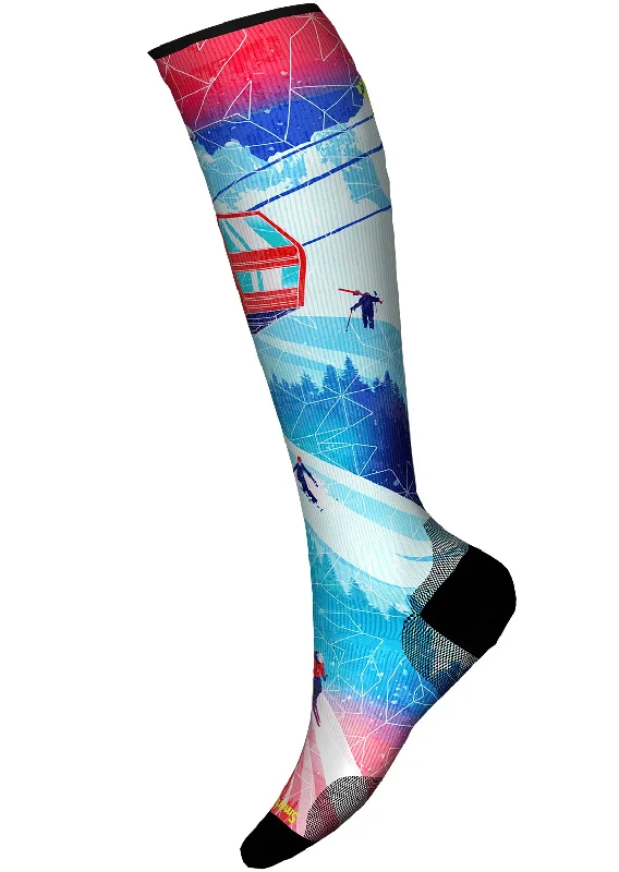 Large thermal crew socks for insulation-Smartwool Men's Ski Zero Cushion Ski Day Print OTC Socks