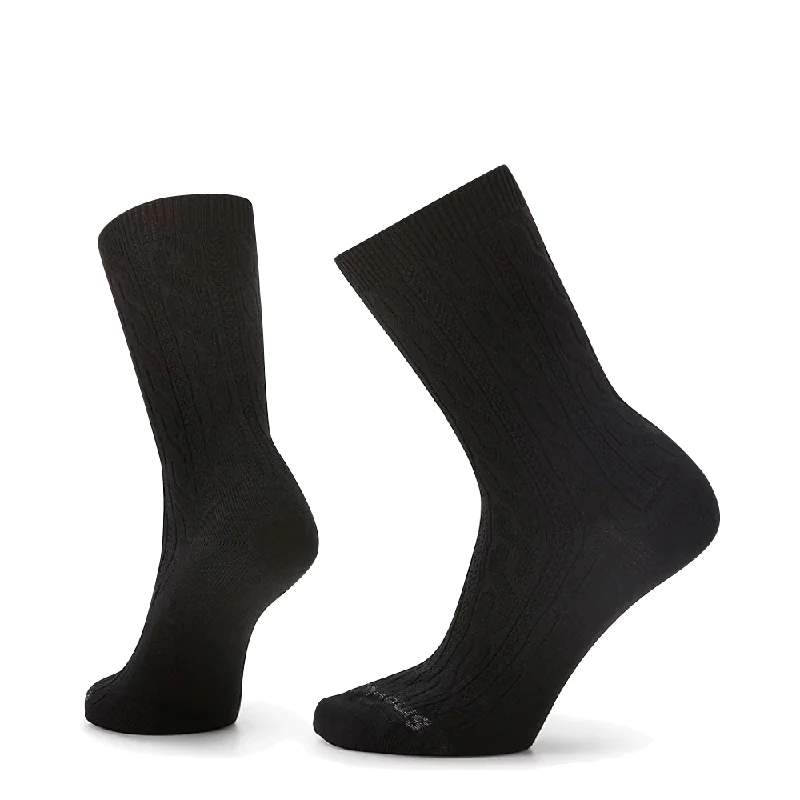 Lightweight cotton ankle socks for sneakers-Smartwool Women's Everyday Cable Crew Socks in Black