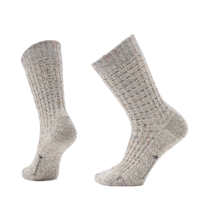 Organic cotton ankle socks for eco-friendly-Smartwool Women's Everyday Cozy Waffle Press Crew Socks in Taupe/Natural Marl