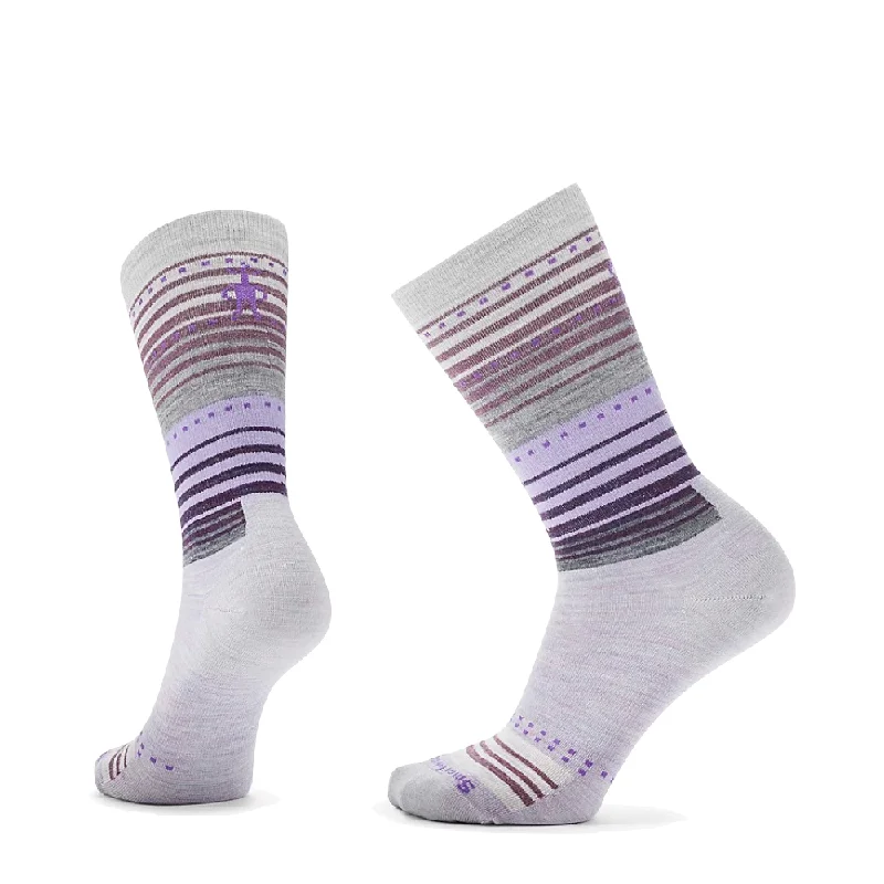 Small striped socks for children-Smartwool Women's Everyday Stitch Stripe Zero Cushion Crew Socks in Purple Eclipse