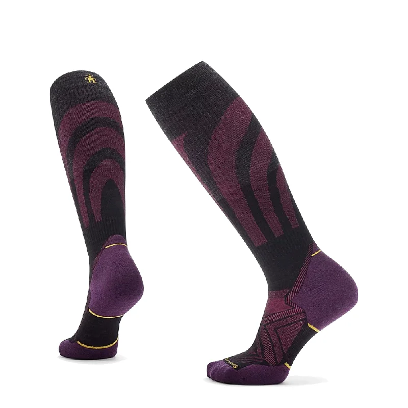 Long sports socks for athletes-Smartwool Women's Run Targeted Cushion Compression Over The Calf Socks in Black