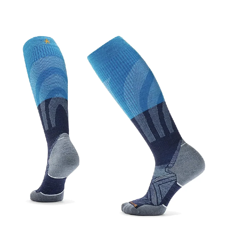 Grip crew socks for safety-Smartwool Women's Run Targeted Cushion Compression Over The Calf Socks in Deep Navy