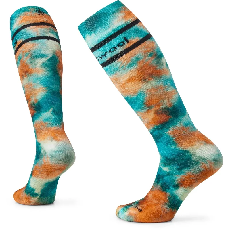 Thick thermal socks for cold weather-Smartwool Womens Ski Full Cushion Tie Dye Print OTC Socks