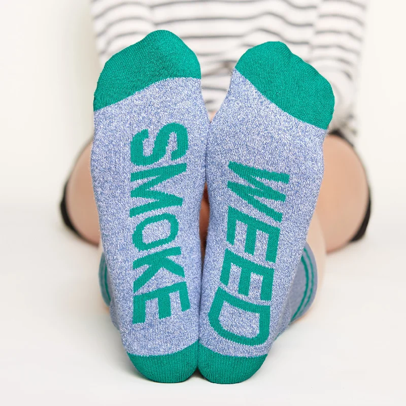 Minimalist white socks for gym-Smoke Weed Socks