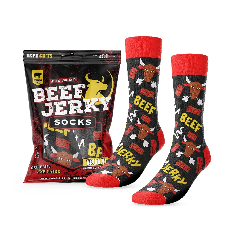 Custom logo socks for branding-Smokey Beef Jerky Socks