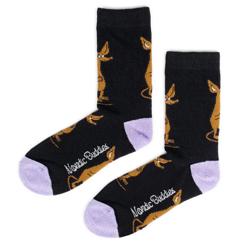 Colorful ankle socks for statement look-Sniff Happy Women's Socks - Black