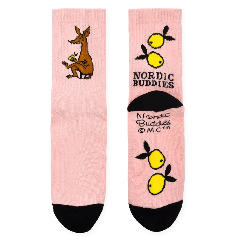 Organic bamboo crew socks for eco-Sniff's Lemons Women's Retrosocks - Light Pink