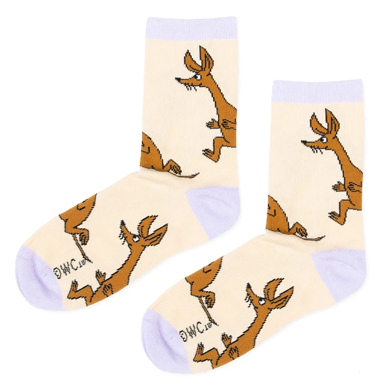 Grip crew socks for yoga-Sniff Running Women's Socks - Beige