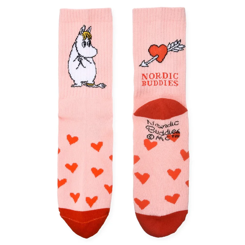 Luxury merino crew socks for premium-Snorkmaiden's Heart Women's Retrosocks - Light Pink