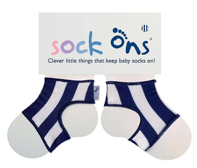 Novelty crew socks for quirky gift-Sock Ons Keep Baby Sock Ons 0-6 Months Nautical Stripe