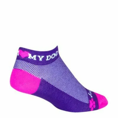 Custom knit crew socks for gift-SockGuy Womens I Heart My Dog 1 Inch Micro Crew Socks