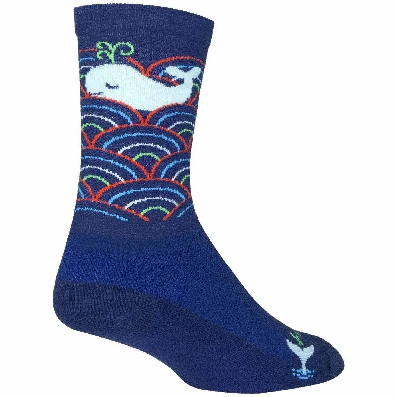 Vintage patterned crew socks for charm-SockGuy Oh Whale Performance Crew Socks