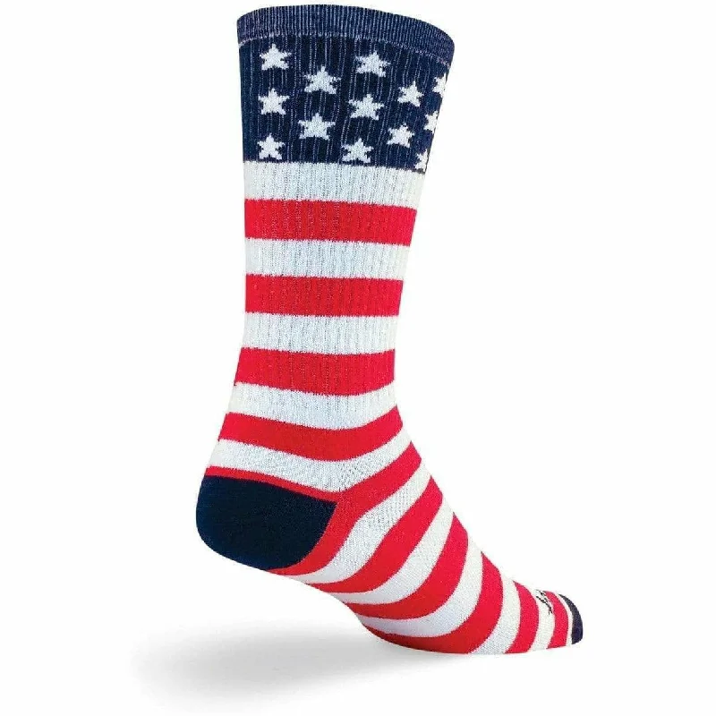 Custom knit crew socks for gift-SockGuy USA Flag Performance Crew Socks