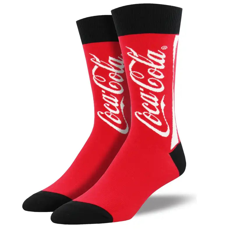 Rustic hand-knitted socks for texture-'Coca Cola' Men's Printed Socks