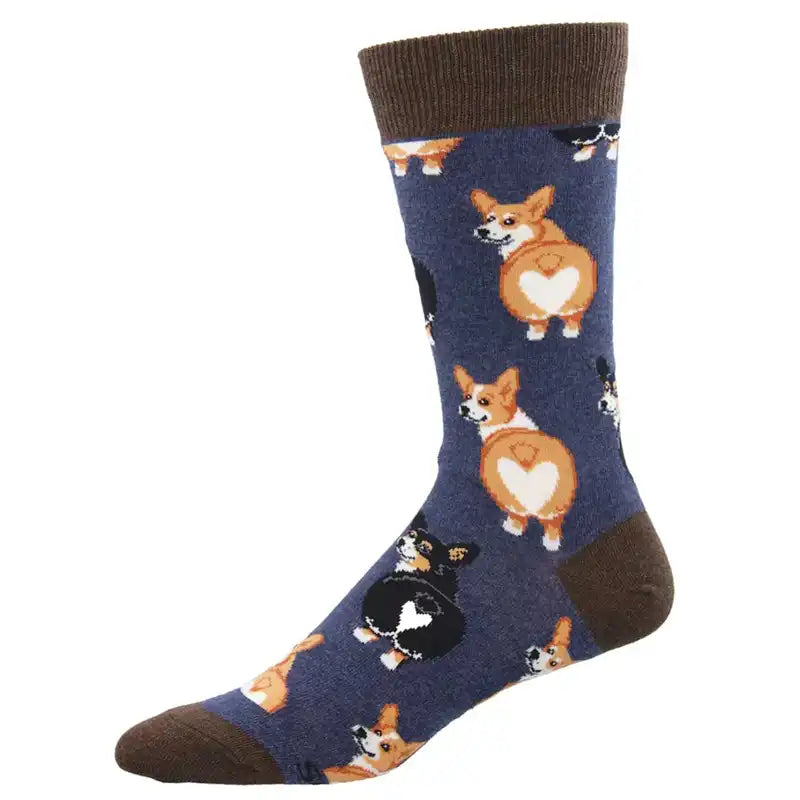 Lightweight running socks for speed-'Corgi Butt' Men's Printed Socks