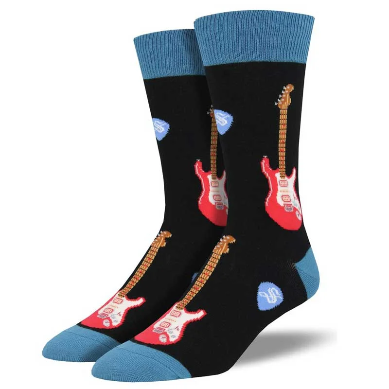 Thick cotton socks for warmth-Electric Guitars Men's printed socks