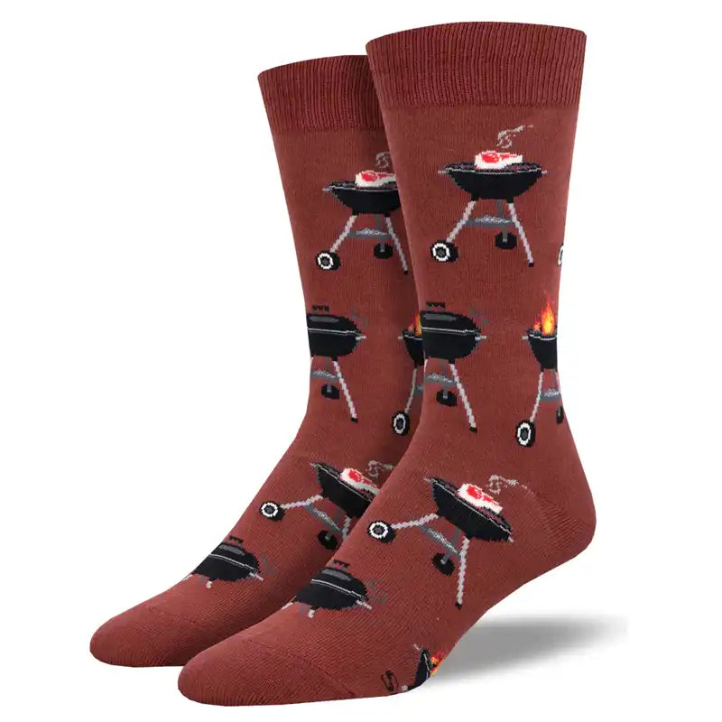 Grip crew socks for safety-'Fired Up' Men's Printed Socks