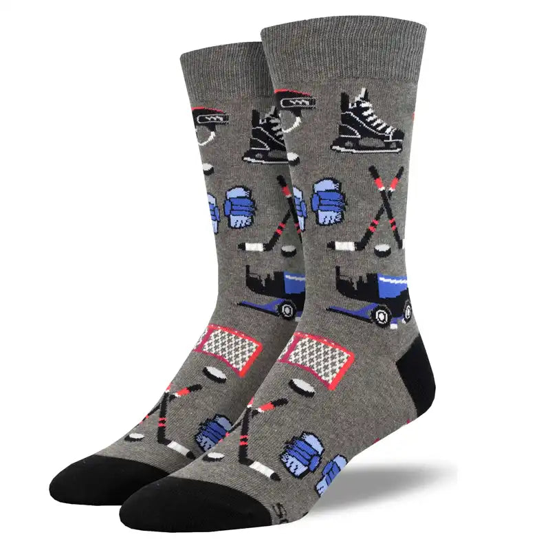 Cozy plush socks for winter nights-'Hockey' Men's Printed Socks