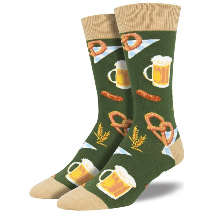 Modern black crew socks for chic-'Octoberfest' Men's printed socks