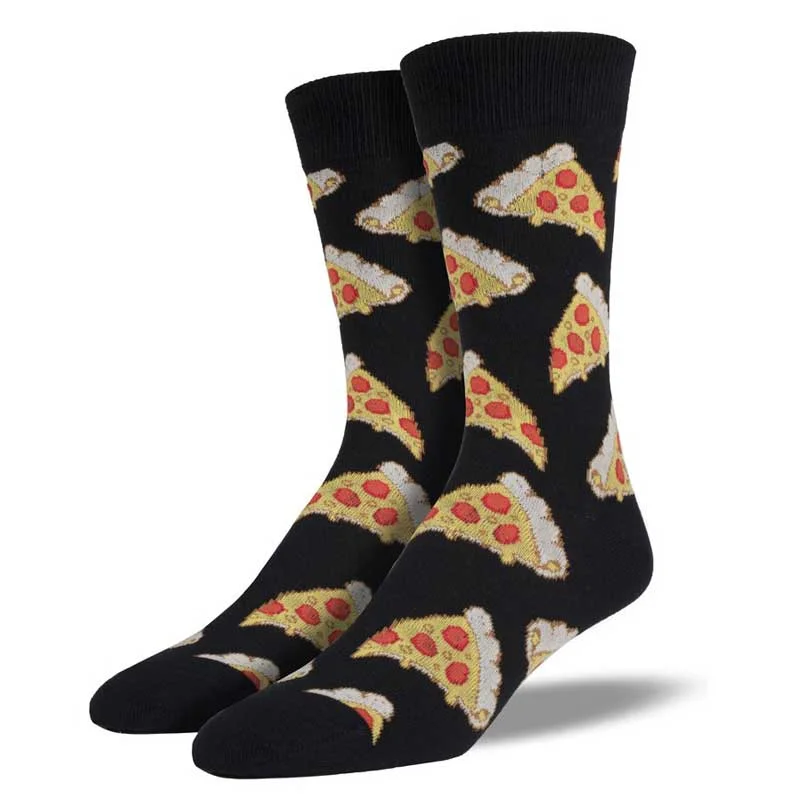 Breathable wool socks for hiking-Pizza Men's printed socks